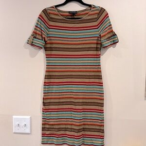 🔥Lauren Ralph Lauren Multicolor Striped Short Sleeve Dress🔥